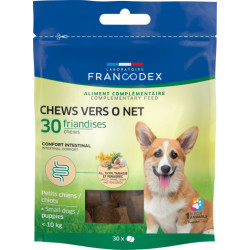 Francodex CHEWS vers o net 30 golosinas para cachorros y perros pequeños Golosinas para perros