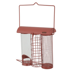 zolux Alimentador de pássaros trio vermelho em terracota Alimentadores de aves ao ar livre