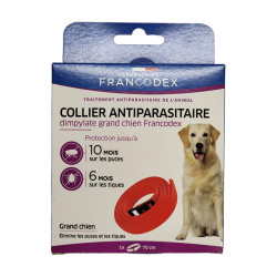 Francodex 1 Collana di controllo dei parassiti dimpilati 70 cm. Per cani. Colore rosso collare per disinfestazione