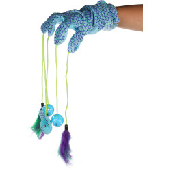 Flamingo Handschuh mit Spielzeug blau 55 cm x 3.8 cm für Katzen Angelruten und Federn