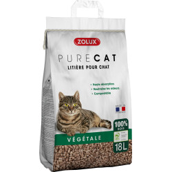 Litiere Litière végétale granules de bois PureCat 18 L soit 12.5 kg pour chat