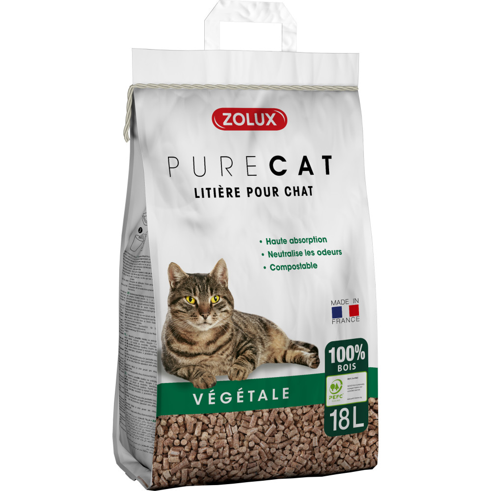 zolux PureCat 18 L (12,5 kg) żwirek dla kotów na granulat drzewny Litiere