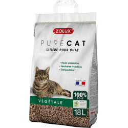 Litiere Litière végétale granules de bois PureCat 18 L soit 12.5 kg pour chat