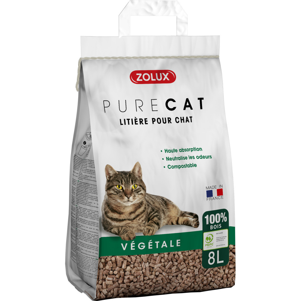 zolux PureCat 8 L (5,66 kg) di lettiera in pellet di legno per gatti Cucciolata
