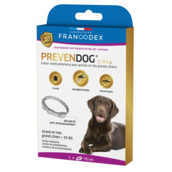 Francodex Coleira anti-parasita Prevendog para cães grandes até 25 KG. colar de controlo de pragas