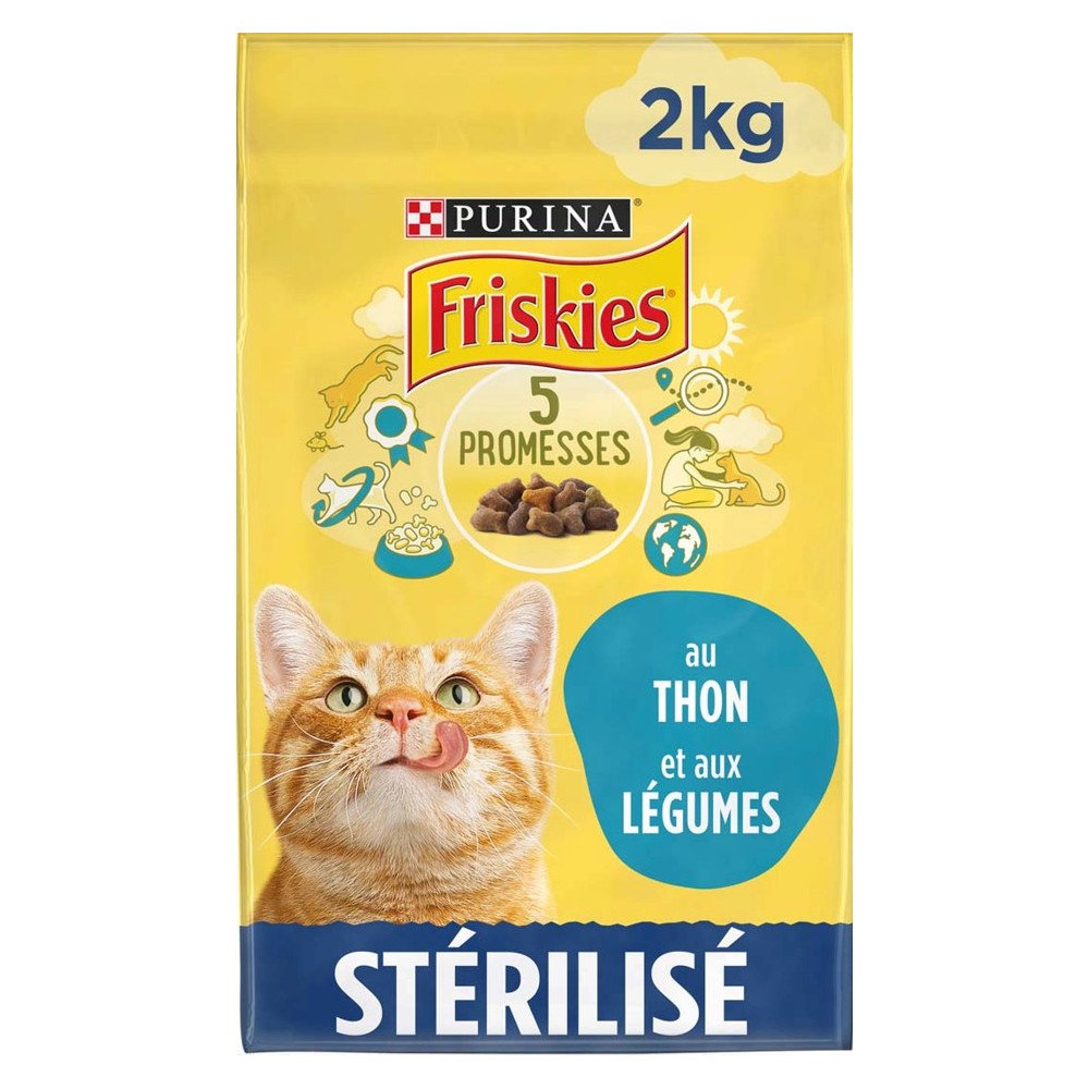 Purina Croquettes pour chat stérilise au Thon et aux Légumes 2kg FRISKIES Croquette chat