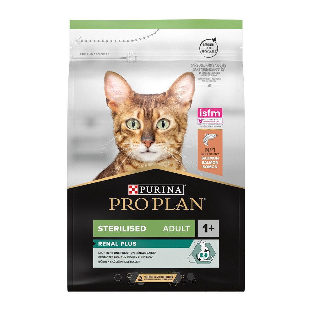 Purina Dry cat food RENAL PLUS, Rich in Salmon 10 kg Proplan Croquette chat