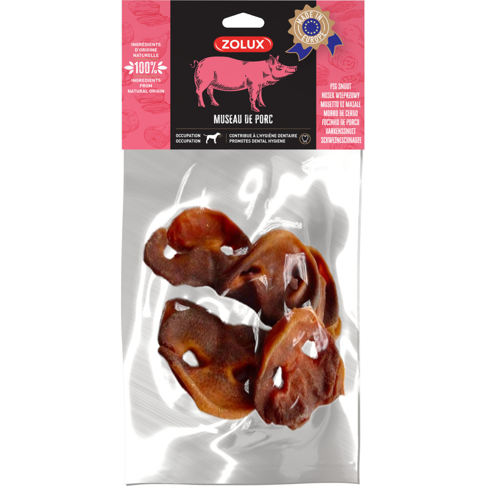 Friandise chien Museau de porc 200 g friandise pour chien