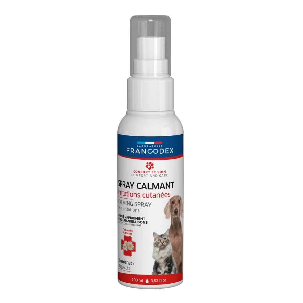 Francodex Spray calmante para irritaciones cutáneas 100 ml, para perros y gatos Higiene y salud del perro