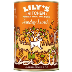 Lily's Kitchen Hondenvoer met kip, erwten en aardappelen. 400G Sunday Lunch LILY'S KITCHEN Paté en gesneden hondenvoer