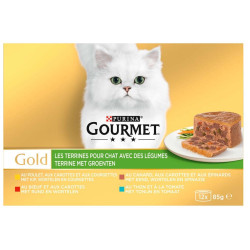 Purina GOLD Les Terrines avec des Légumes - Boîtes pour chat GOURMET Pâtée - émincés chat