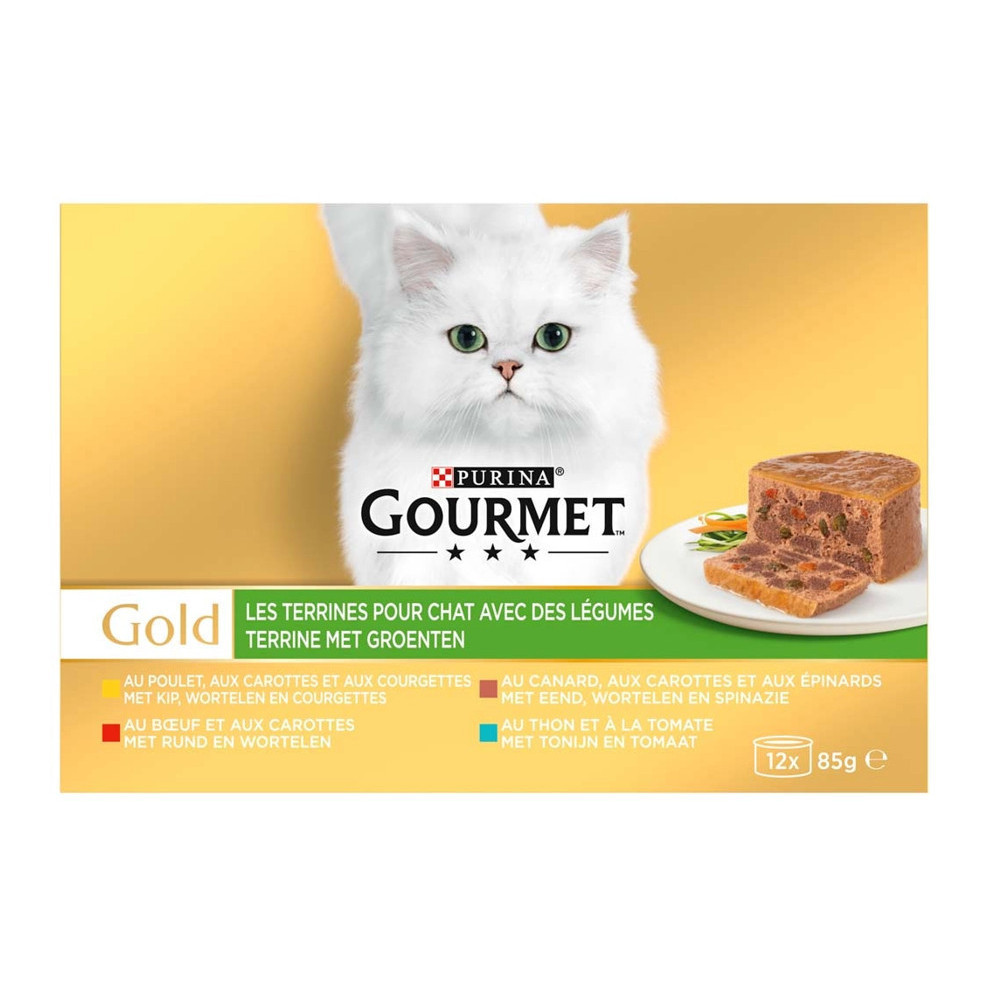 Pâtée - émincés chat GOLD Les Terrines avec des Légumes - Boîtes pour chat GOURMET
