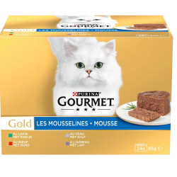 Purina 24 Blikken voor katten 85g Les Mousselines GOLD GOURMET Pâtée - émincés chat