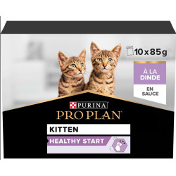 Purina 10 pouches of 85g for kittens HEALTHY START with Turkey in PRO PLAN Sauce Pâtée - émincés chat