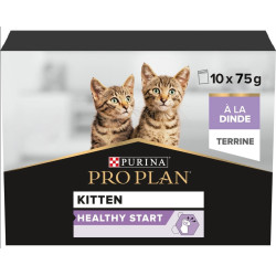 Purina 10 x 75g HEALTHY START kittenzakjes met PRO PLAN Kalkoen Terrine Pâtée - émincés chat