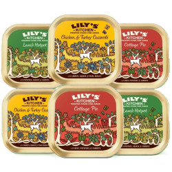 Lily's Kitchen embalagem de 6x150g de paté para cães, Lily's Kitchen Paté e Alimentos Fatiados para Cães