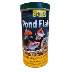 Tetra Pond Flakes Pote de 1 litro, 180 g de alimento flutuante para peixes ornamentais comida de lago