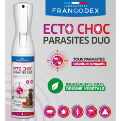 Francodex Ecto Choc Parasites duo 290 ml antiparasitario para perros, gatos y el hogar Difusor de control de plagas para el h...