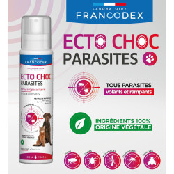 Spray antiparasitaire Ecto Choc Parasites 200 ml antiparasitaires pour chiens et chats