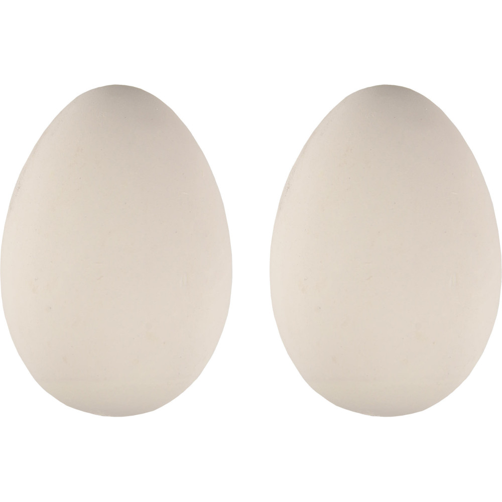 2 Biała gipsowa atrapa jaja dla kury FL-1033276 Flamingo