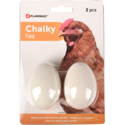 2 Biała gipsowa atrapa jaja dla kury FL-1033276 Flamingo