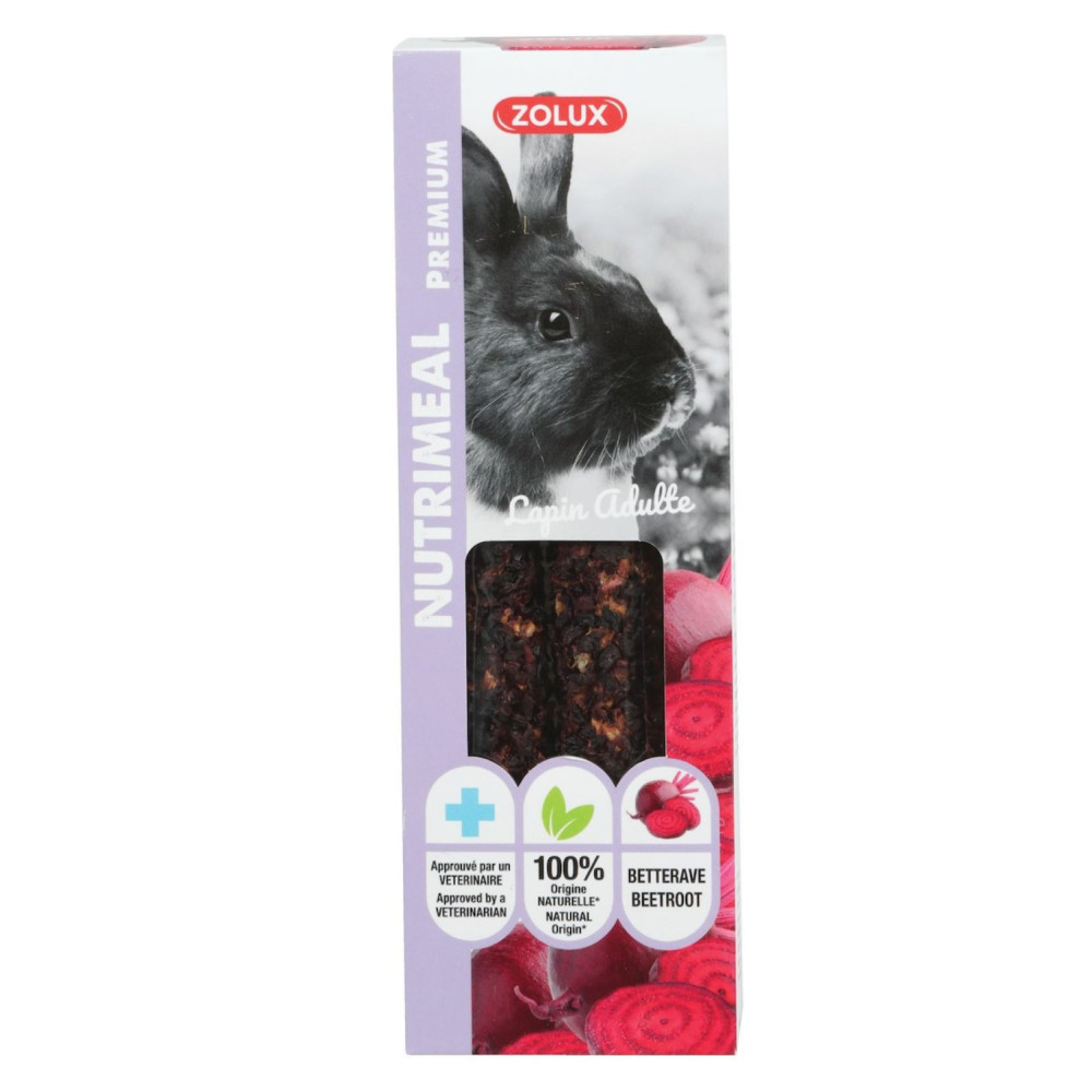 zolux Leckerlis 2 Sticks Premium Rote Beete für ausgewachsene Kaninchen , für Kaninchen Snacks und Ergänzung