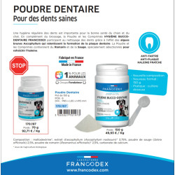 Francodex Dentifrice en Poudre 70 g Pour Chiens et Chats Soins des dents pour chiens