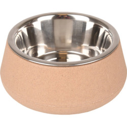 Flamingo 470 ml Bowl with bowl in stainless steel Rimboé anti-slip. taupe color. for dog Bowl, bowl