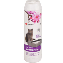 Flamingo Pet Products Deodorizer for litter box. Wild cherry fragrance. 750 g. bottle for cats. Litter deodorizer