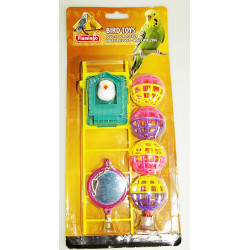 Flamingo Spielzeugspiegel, Bälle, Leiter 20 cm. für Vögel. Spielzeug