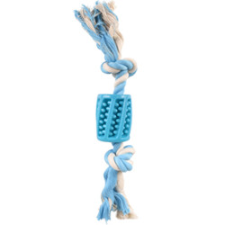 Flamingo Tubo Giocattolo + corda blu 30 cm, Lindo TPR, per cane Set di corde per cani