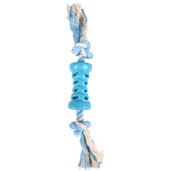 Jeux cordes pour chien Jouet Tube + corde bleu. 35 cm. LINDO. en TPR. pour chien.